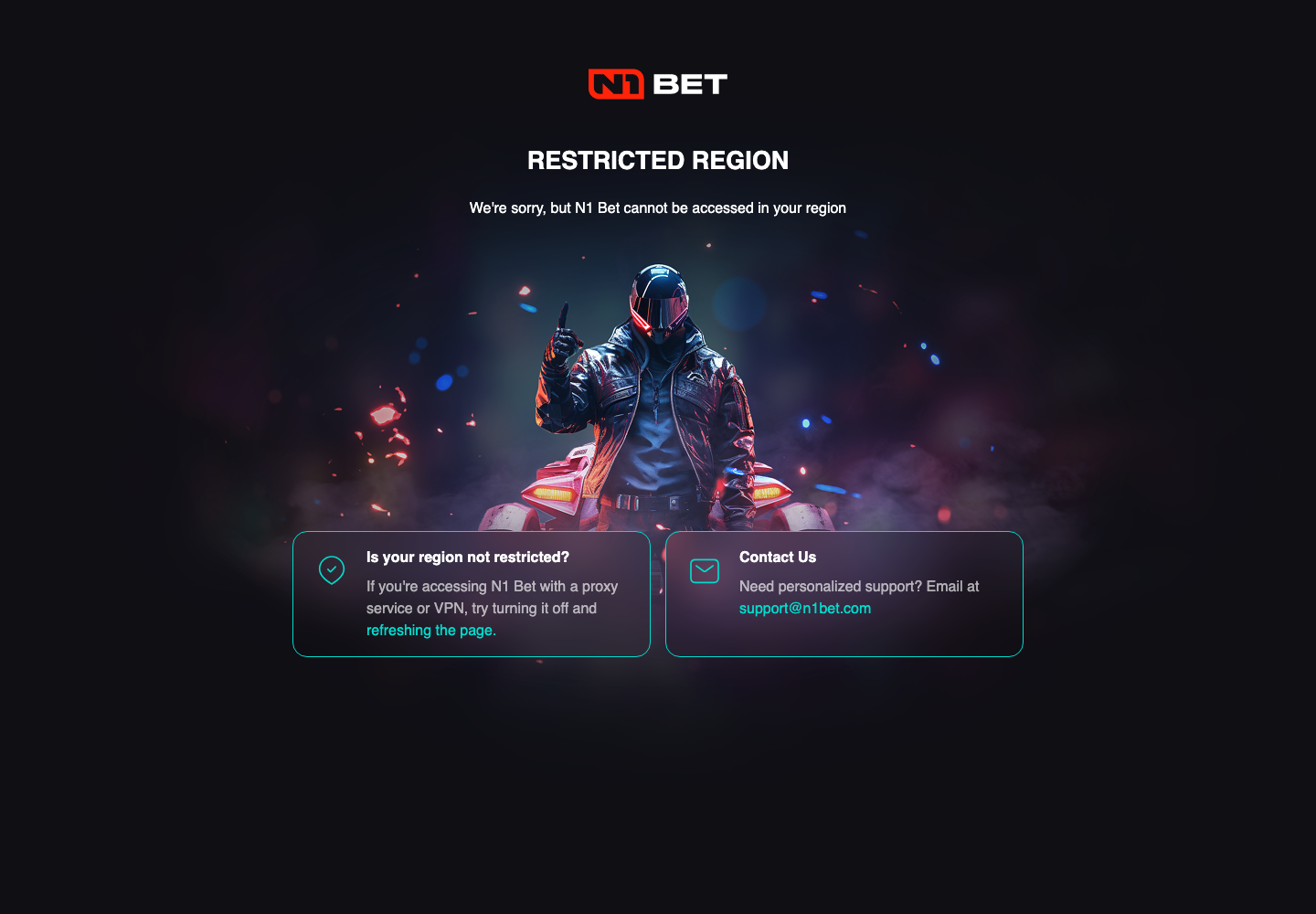N1 Bet zeigt an unserem Abrufort die Meldung Restricted Region